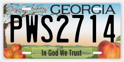 GA license plate PWS2714