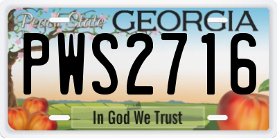 GA license plate PWS2716