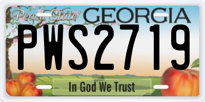 GA license plate PWS2719