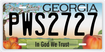 GA license plate PWS2727