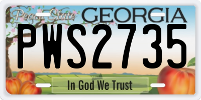 GA license plate PWS2735