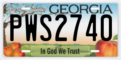 GA license plate PWS2740