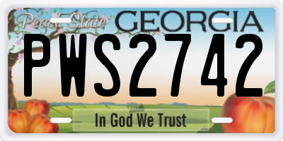 GA license plate PWS2742