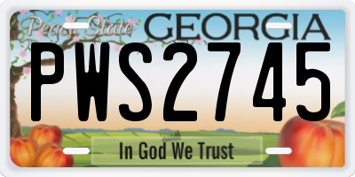 GA license plate PWS2745