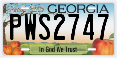 GA license plate PWS2747
