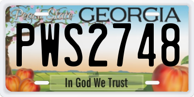 GA license plate PWS2748