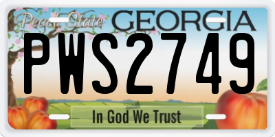 GA license plate PWS2749
