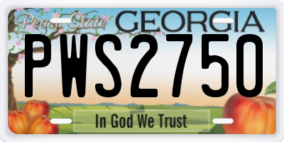GA license plate PWS2750