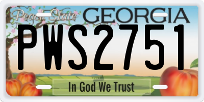 GA license plate PWS2751