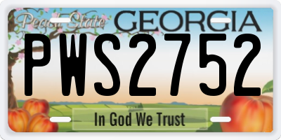 GA license plate PWS2752