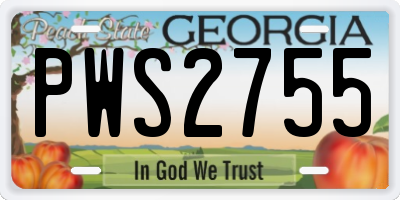 GA license plate PWS2755