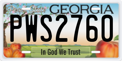 GA license plate PWS2760