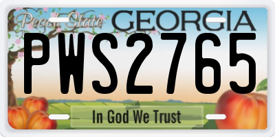 GA license plate PWS2765