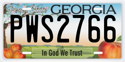 GA license plate PWS2766