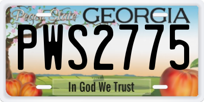 GA license plate PWS2775
