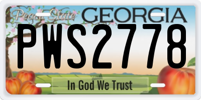 GA license plate PWS2778