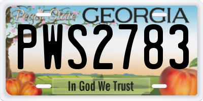 GA license plate PWS2783