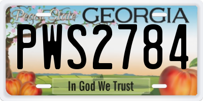 GA license plate PWS2784