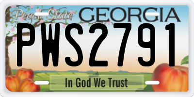 GA license plate PWS2791