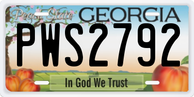 GA license plate PWS2792