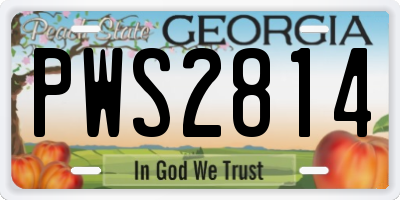 GA license plate PWS2814