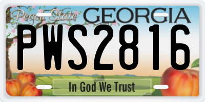 GA license plate PWS2816