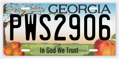 GA license plate PWS2906