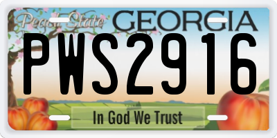 GA license plate PWS2916