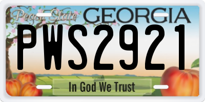 GA license plate PWS2921