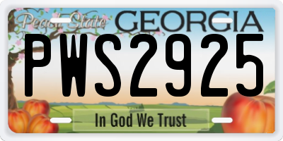 GA license plate PWS2925