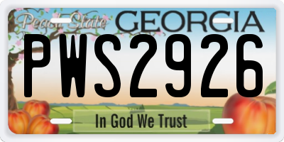 GA license plate PWS2926