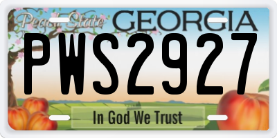 GA license plate PWS2927