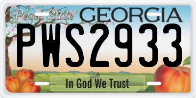 GA license plate PWS2933