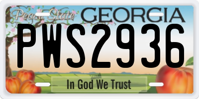 GA license plate PWS2936