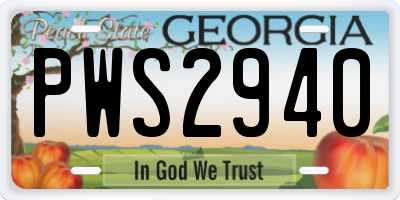 GA license plate PWS2940