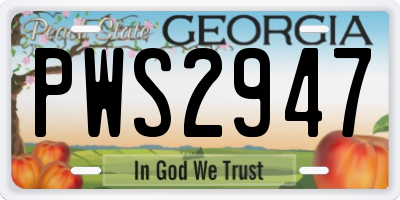 GA license plate PWS2947
