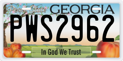GA license plate PWS2962