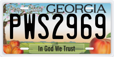 GA license plate PWS2969