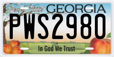 GA license plate PWS2980