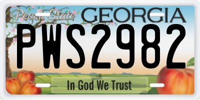 GA license plate PWS2982