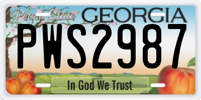 GA license plate PWS2987