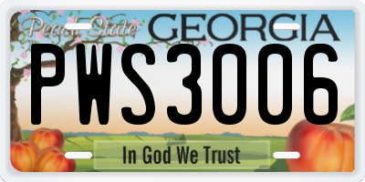 GA license plate PWS3006