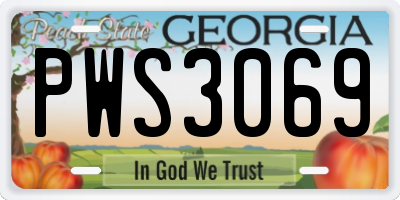 GA license plate PWS3069