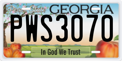 GA license plate PWS3070