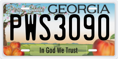 GA license plate PWS3090