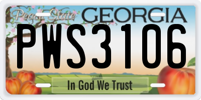 GA license plate PWS3106