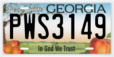 GA license plate PWS3149