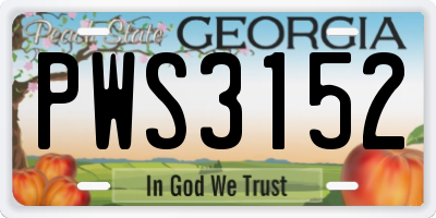 GA license plate PWS3152