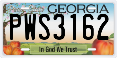GA license plate PWS3162