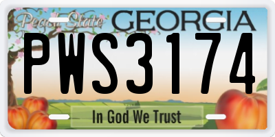 GA license plate PWS3174